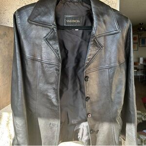 Vintage Valencia leather collared button jacket. Excellent condition. Size small